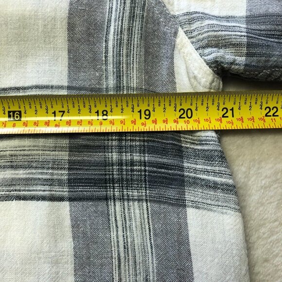 Haggar Men's Linen Plaid Grey & White Short Sleeve Button Down Shirt Size M - Picture 7 of 9